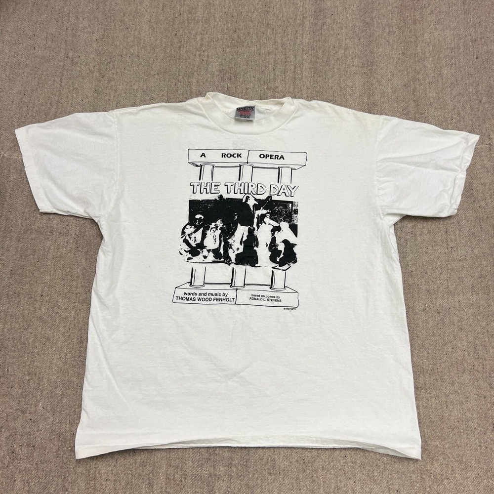 Vintage Rock Opera Shirt Mens XL White 1990s Music The Third Day